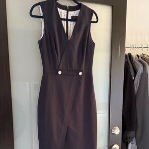 Ted Baker Navy Midi Dress with Button Accents